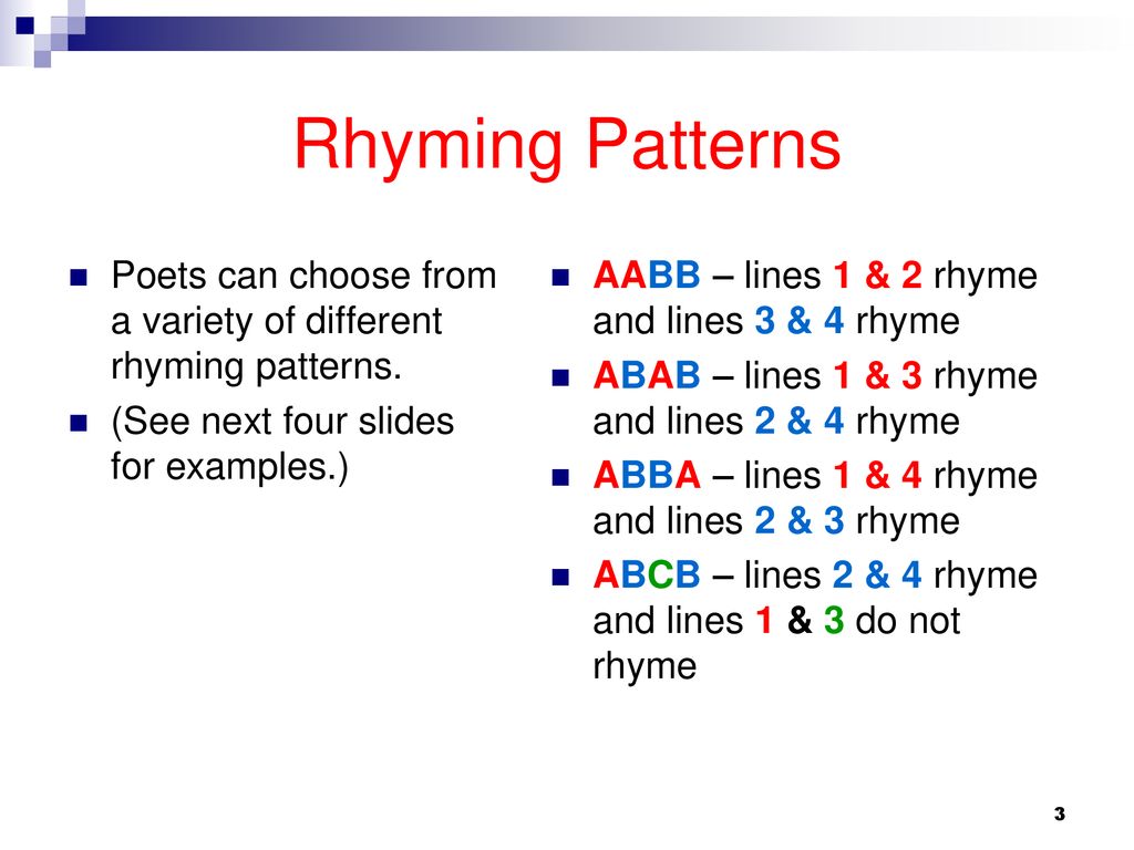 AABB Rhyme Scheme And Rhyming Pattern Examples