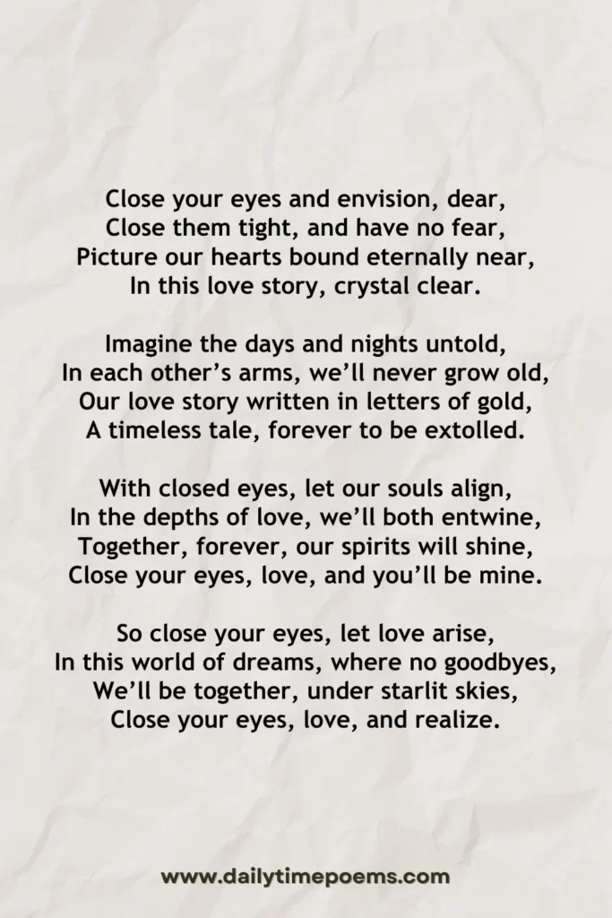 Close Your Eyes - Couple Poems