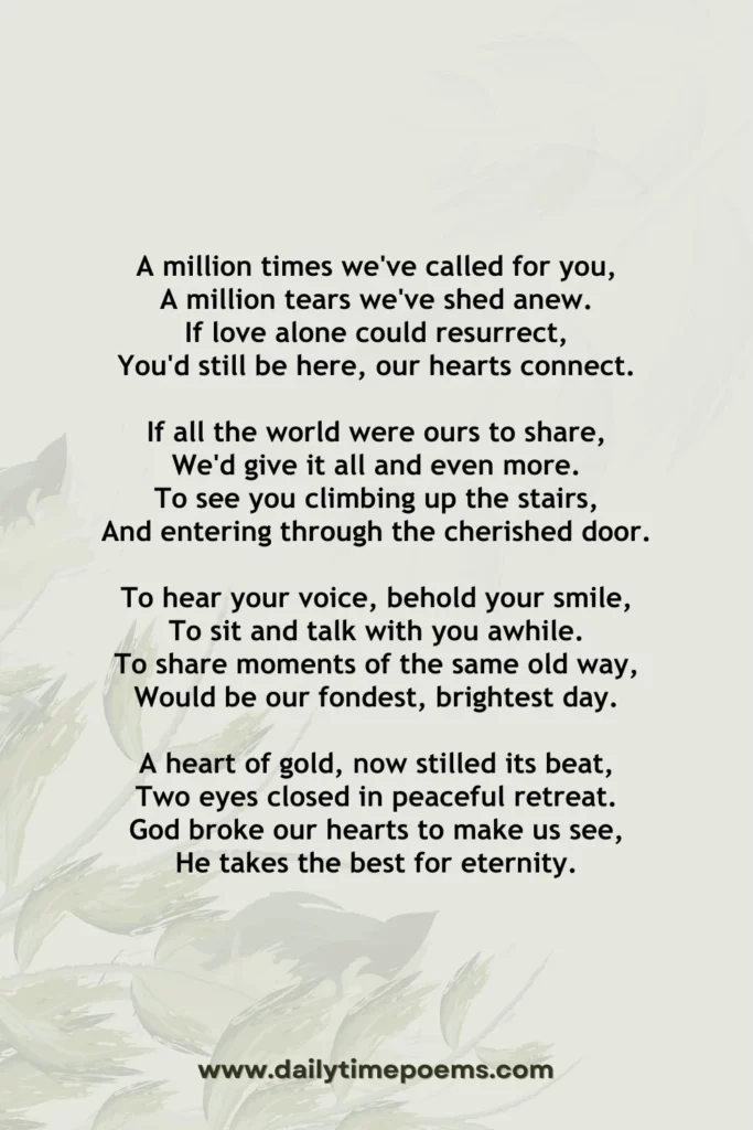 A Million Times Remembered - Infant Loss Poetry 
