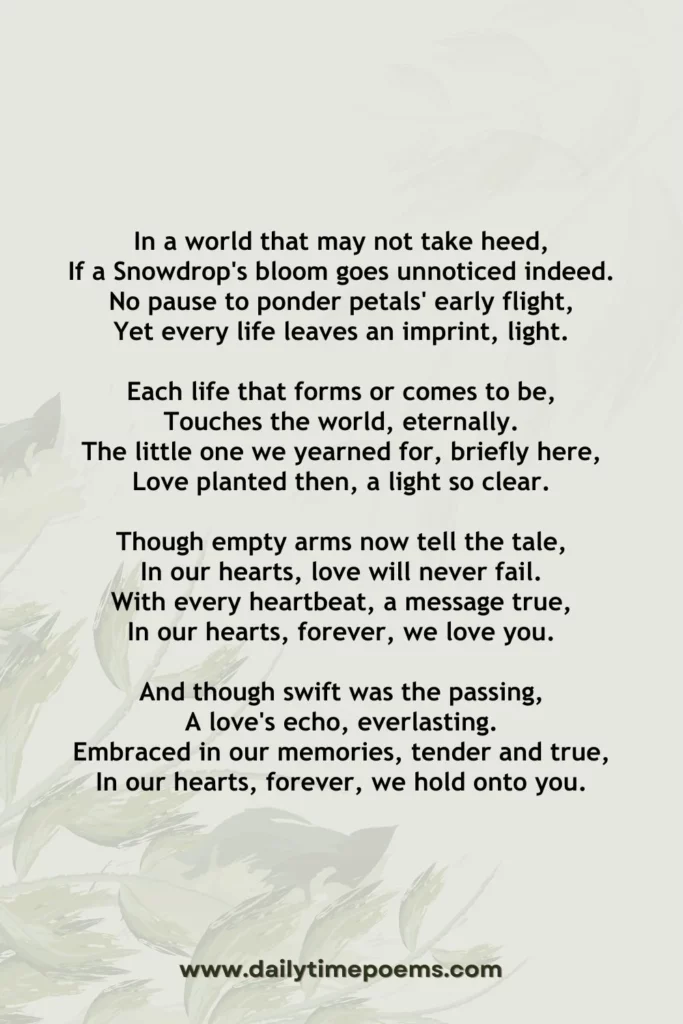 A Snowdrop's Reflection - Infant Loss Poetry 