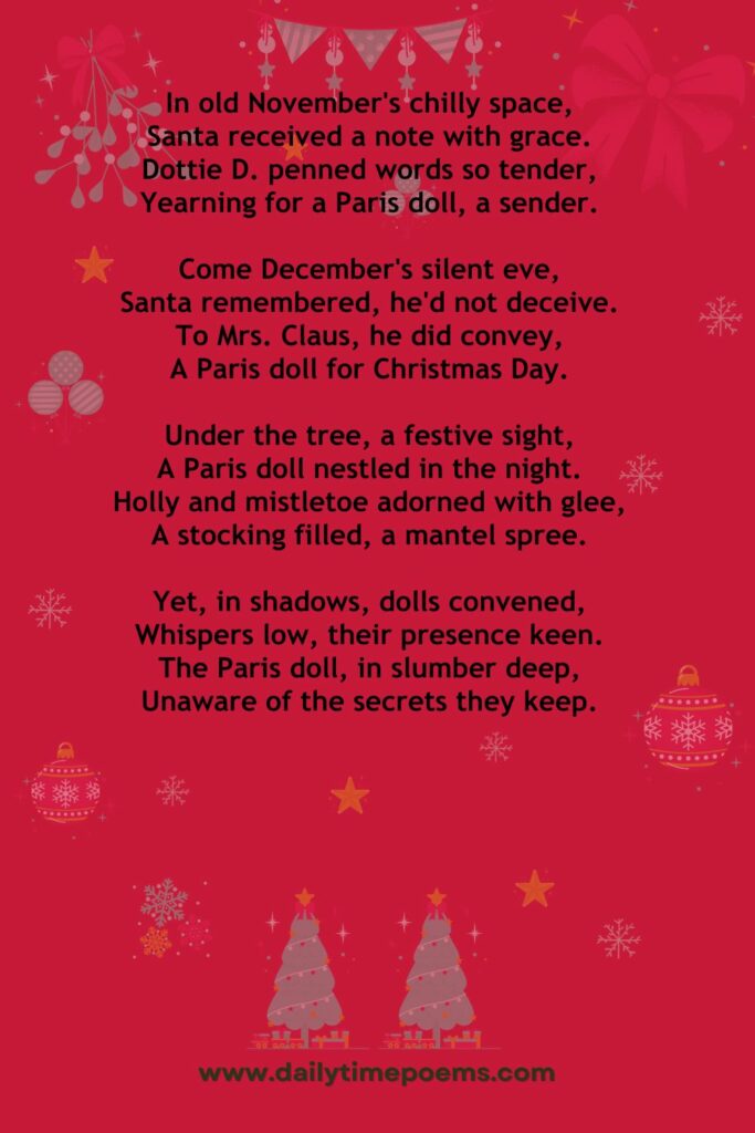 Dot's Christmas Wish with a Paris Doll - Christmas Poems for Kids