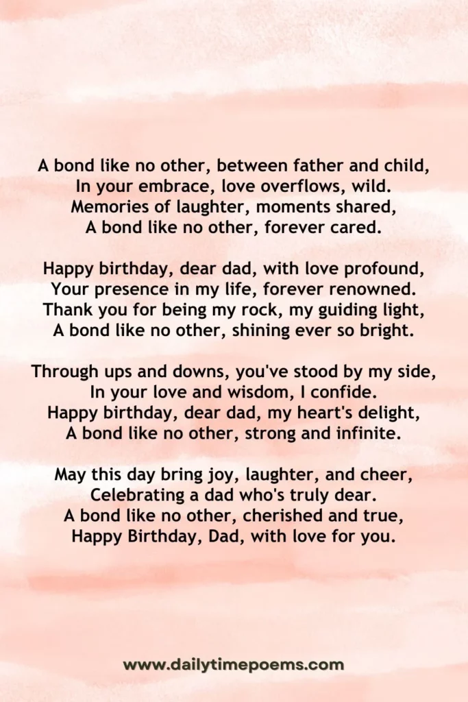 A Bond Like No Other - Poetry for Dad's Birthday