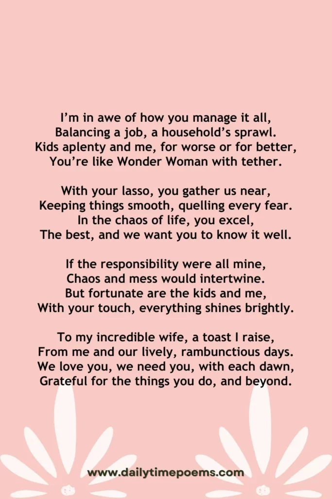 Our Very Own Wonder Woman - Mother's Day Poems from Child